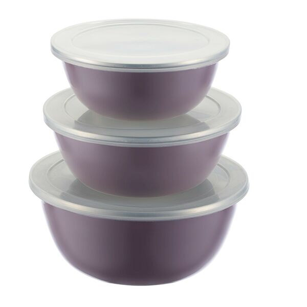 Набор мисок Smalto, 3 шт, 0.6 / 0.9 / 1.4 л, сталь/пластик