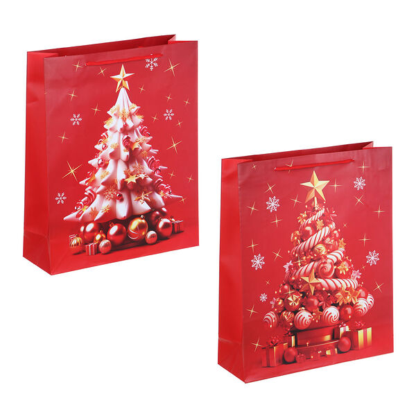 Сноу бум пакет подарочный бумажный, 26x32x9см, арт.2025-20, 2 дизайна, в ассортименте