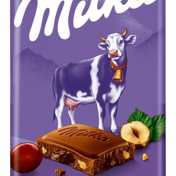 Шоколад молочный Milka с фундуком и изюмом 80г