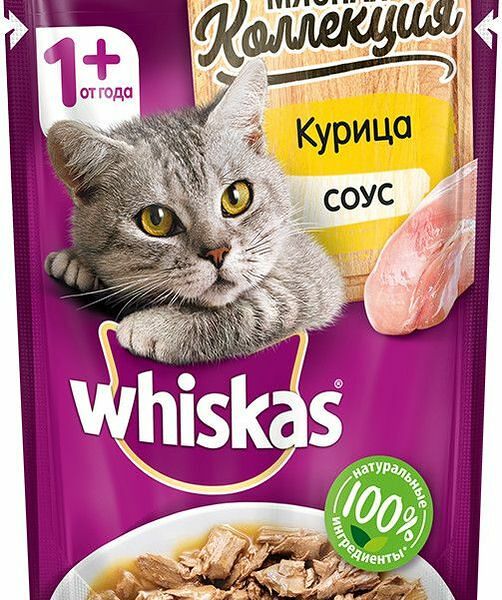 Корм для кошек от 1 года в соусе Whiskas Мясная коллекция Курица