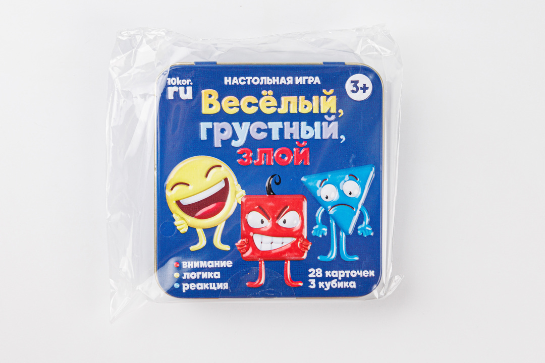 

Игра настольная Десятое королевство Веселый, грустный, злой (жестяная коробочка) 9х9х2 см арт. 03526