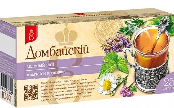 Чай зелёный Домбайскiй с мятой и крапивой в пакетиках, 25х1.7г