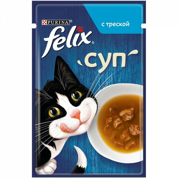 Felix Корм для кошек влажный, суп треска