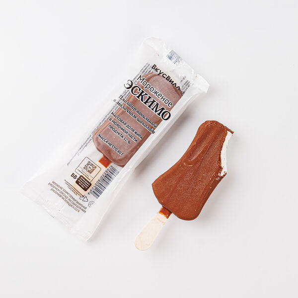 Эскимо пломбир ванильный в молочном шоколаде(Продукт замороженный), 80г