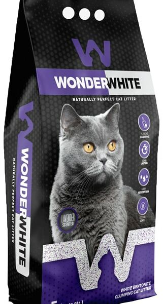 Наполнитель для кошачьего туалета Wonder White Lavender комкующийся c ароматом лаванды 5кг