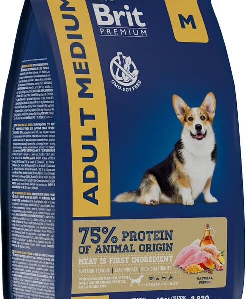 Сухой корм для собак Brit Premium Dog Adult Medium для средних пород с курицей 1кг