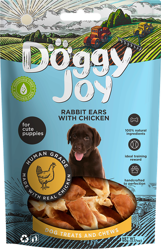 Лакомство для щенков Doggy Joy Кроличьи ушки с курицей 90 г