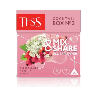 Чай черный Tess оолонг Коктейль Бокс 3 Бузина с аром и доб пирам 20*1,5г 30г