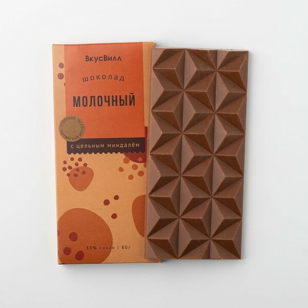 Шоколад молочный с цельным миндалем 80 г