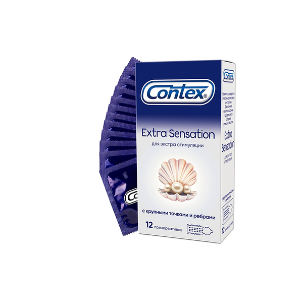 Презервативы Contex Extra Sensation с крупными точками и ребрами 12 шт 