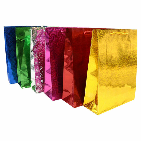 AR637 Пакет подарочный с голографией, микс 6цв 24*18см