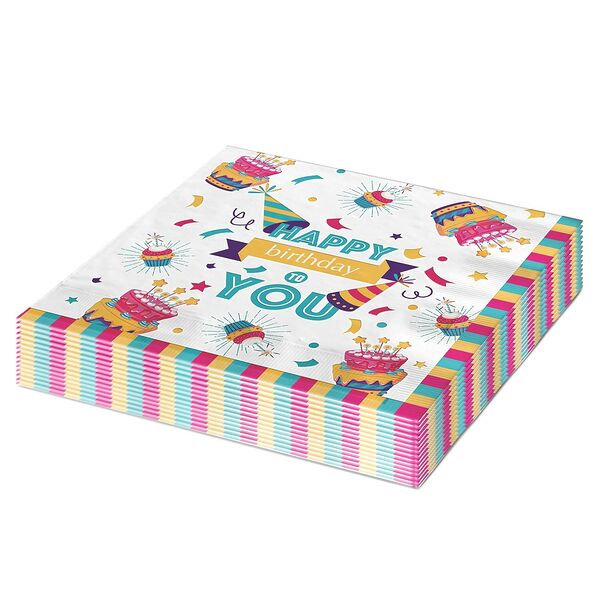 Салфетки бумажные Веселая вечеринка, 16 шт, 2 слоя, 16.5 см