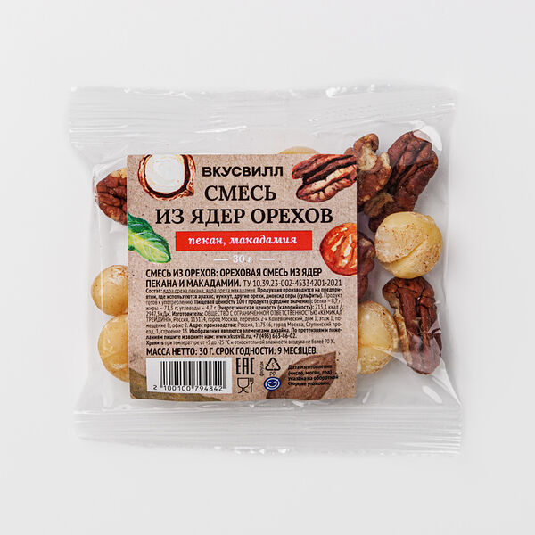Смесь из ядер орехов (пекан, макадамия), 30г