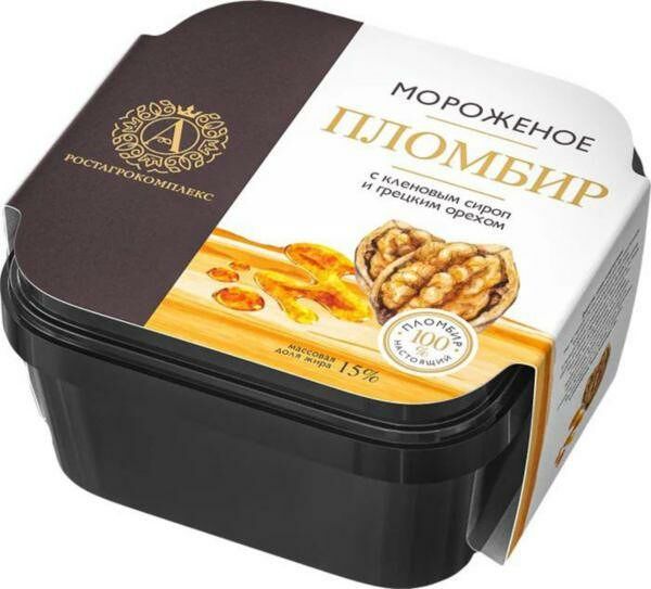 Мороженое пломбир А.Ростагрокомплекс с кленовым сиропом и грецким орехом 15% 300 г