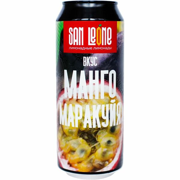 Напиток безалкогольный San Leone Дэвиз со вкусом манго-маракуйя сильногазированный, 500мл