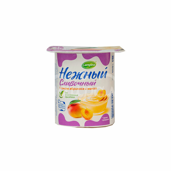 Продукт йогуртный Эрманн Нежный 5% 100гр с Соком абрикоса манго пл/ст