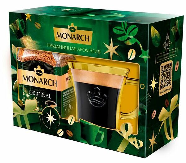 Кофе растворимый Jacobs Monarch подарочный набор с кружкой c рисунком 95г
