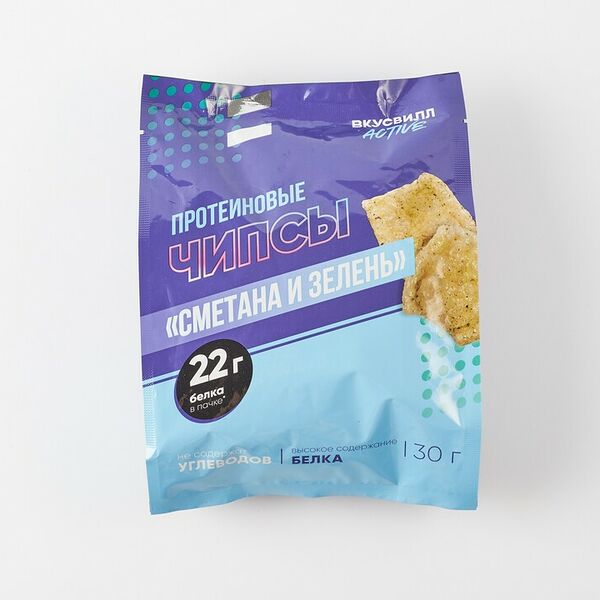 Чипсы протеиновые без углеводные GEON Сметана и зелень (75% белка, без глютена)