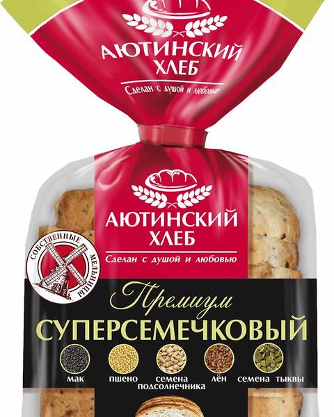 Хлеб Аютинский Хлеб Суперсемечковый тостовый премиум пшеничный нарезка, 330г