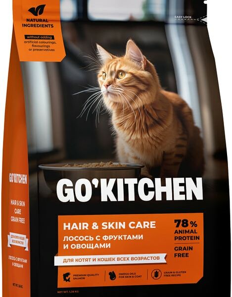 Сухой корм для котят и кошек Go Kitchen беззерновой для всех возрастов с лососем 1.36кг