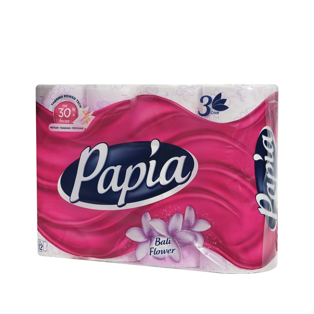 

Туалетная бумага Papia Bali Flower 3 слоя, 12 рулонов