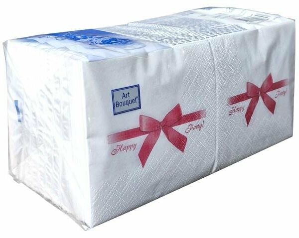 Салфетки бумажные одноразовые Bouquet красный подарочек 250 листов 2 слоя, 20х20 см