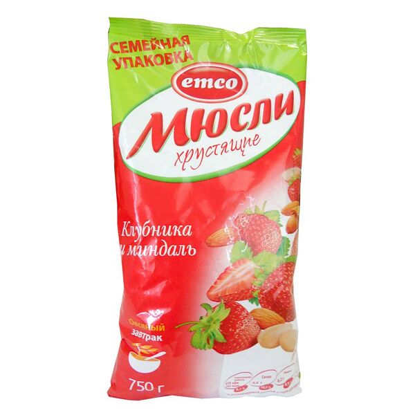 Мюсли хрустящие emco Клубника-Миндаль