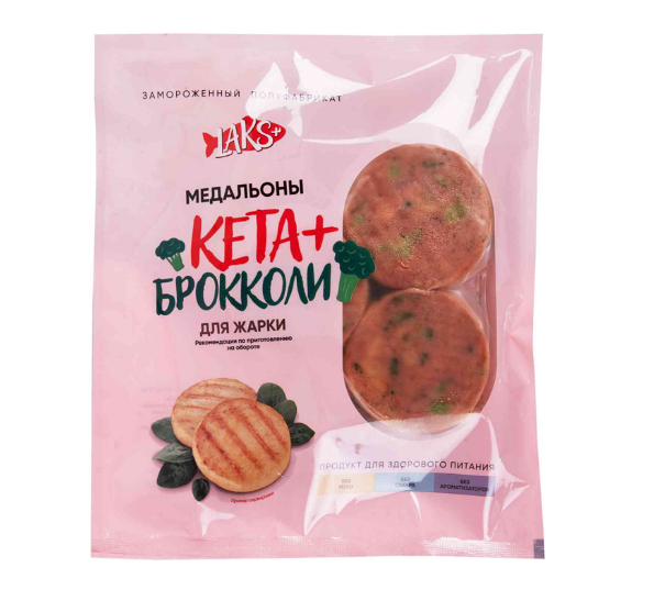 Медальоны кета+брокколи Laks+ для жарки 300г