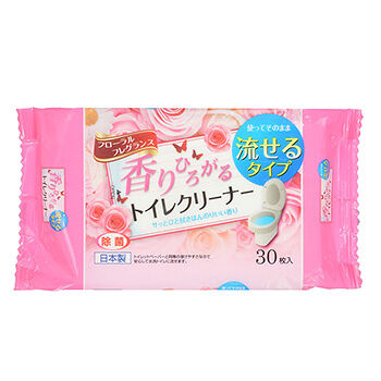 Салфетки влажные для уборки унитаза с запахом цветов, смываемые, 30 шт., Can Do, Япония