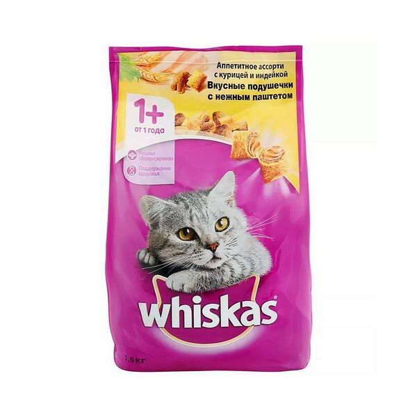 Вискас Корм 1,9кг подуш. паштет курица, индейка