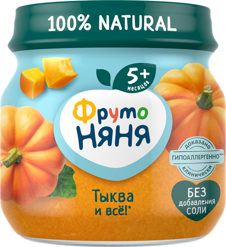 

Пюре овощное ФРУТОНЯНЯ Тыква, с 5 месяцев, 80г