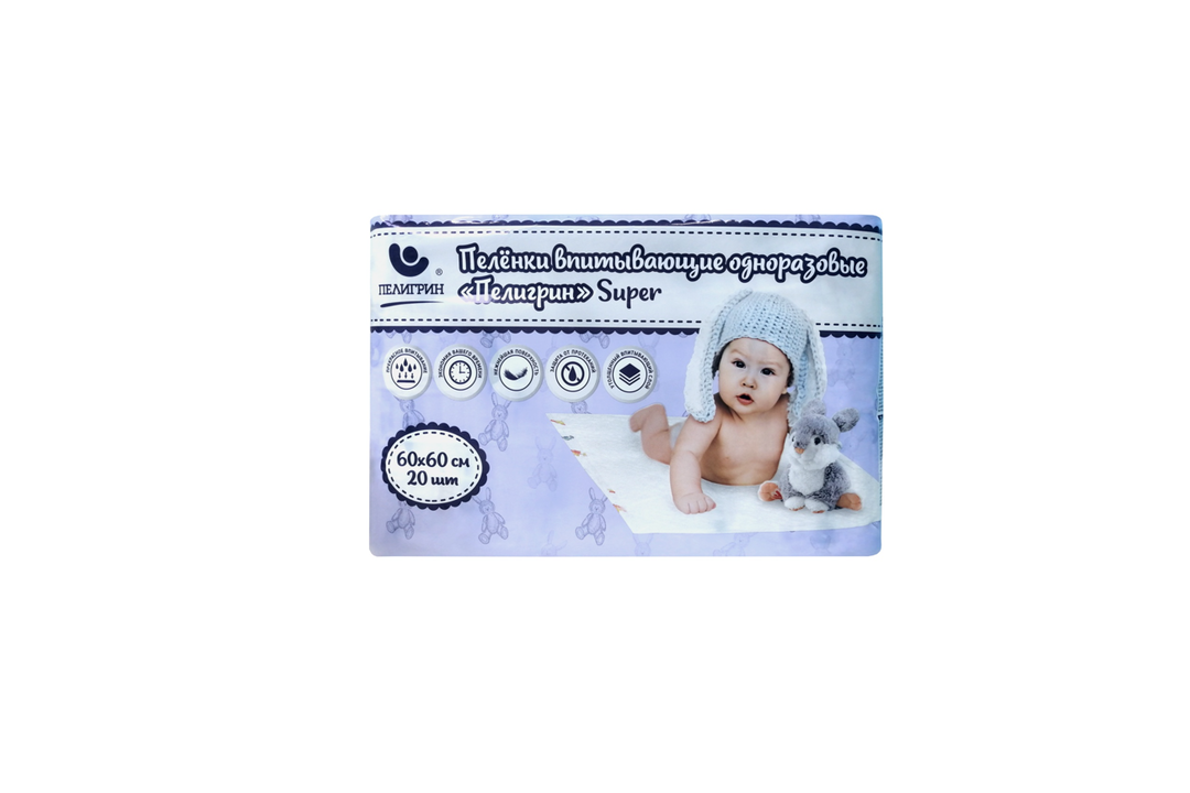 

Пеленки для детей Пелигрин Super Впитывающие 60х60 см 20 шт