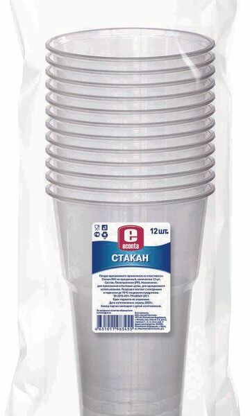 Стакан Econta одноразовый полипропиленовый 12х500мл