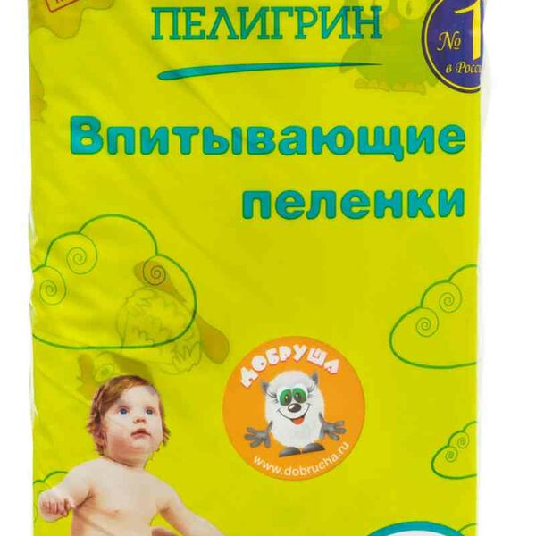Пелёнки детские впитывающие Пелигрин с экстрактом алоэ 60×90 см, 5 шт.