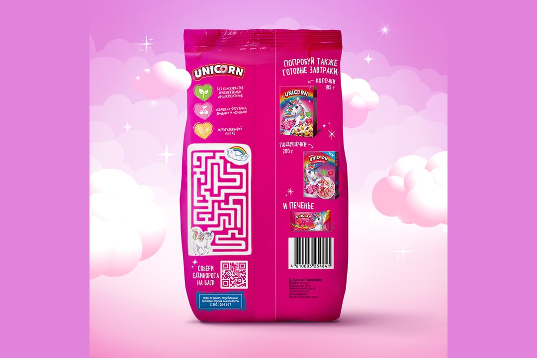 

Готовый завтрак Kellogg`s Unicorn радужные колечки 375 г