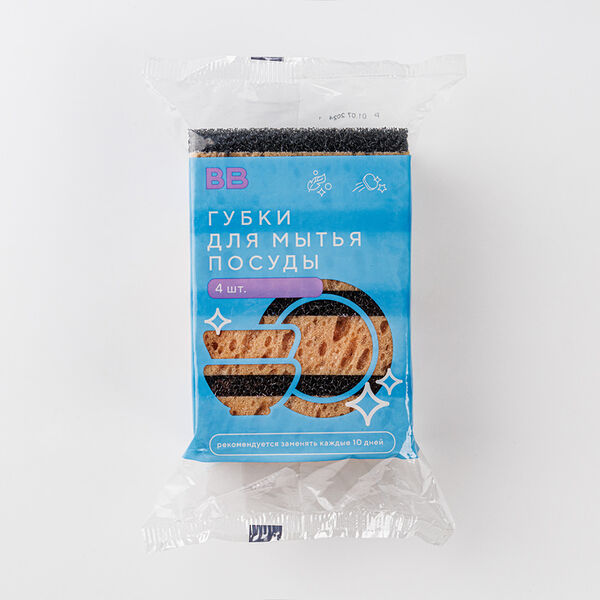 Губки для мытья посуды, 4 шт