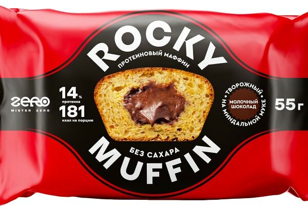 Маффин Mr. Djemius Zero Rocky Muffin Творожный с начинкой Молочный шоколад без сахара 55г