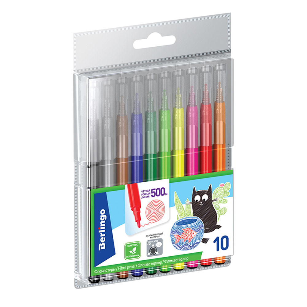 

Фломастеры Berlingo Жил-был кот смываемые упаковка в ассортименте 10 цветов 76 г