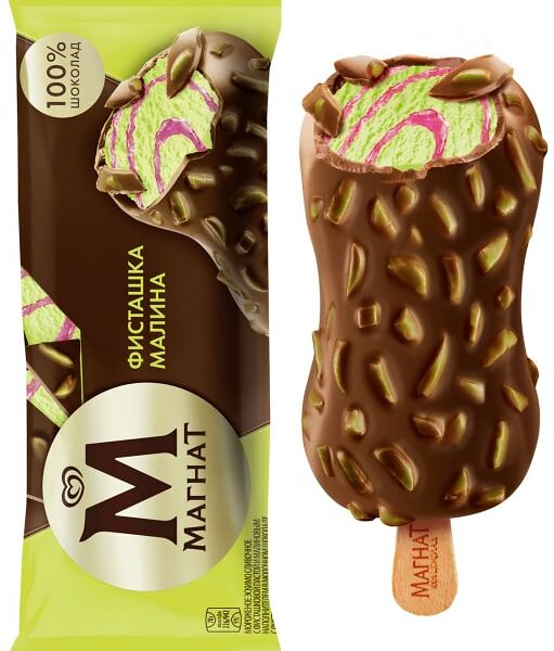 Мороженое Магнат Эскимо Фисташка малина 8% 70г