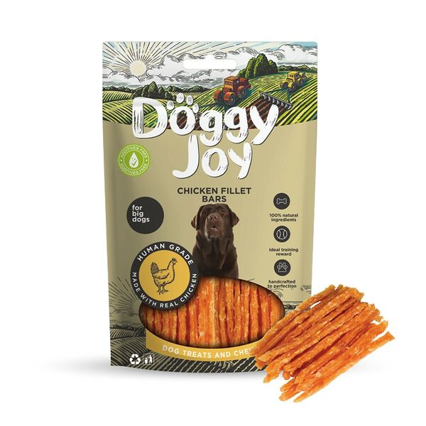 Лакомство для собак Doggy Joy для крупных пород Полоски куриного филе 90 г