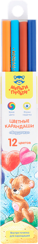 Карандаши цветные МУЛЬТИ-ПУЛЬТИ Сердечко, пластиковые, 12 цветов, Арт. 340564