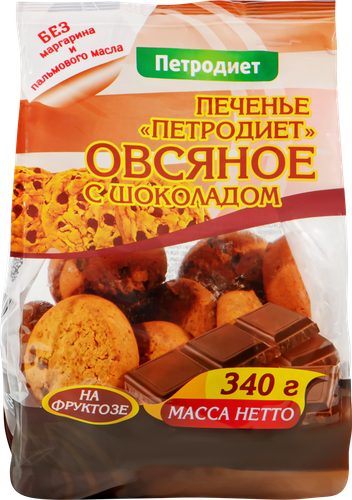 

Печенье Здоровые сладости Петродиет овсяное с шоколадом на фруктозе 340 г