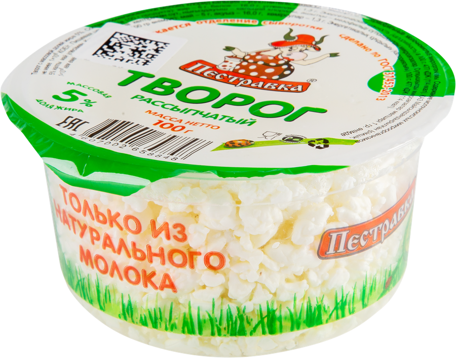 

Творог Пестравка 5%, без змж, 100г