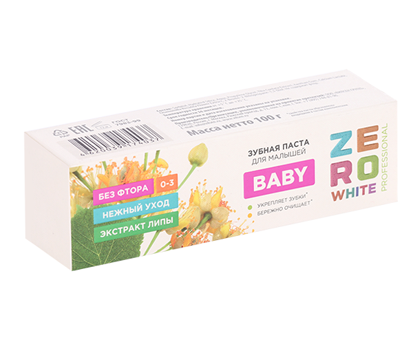 Зубная паста Zero White Baby детская 0-3 лет с экстрактом липы 100 г