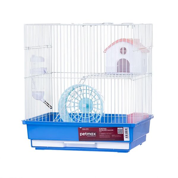 Клетка Petmax для мелких грызунов 35x28x37 см синяя