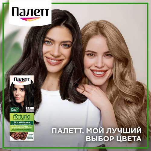 

Стойкая крем-краска для волос Палетт Naturia 1-0 Черный 110 мл