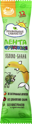 

Лента фруктовая Правильные сладости яблоко-банан 15 г