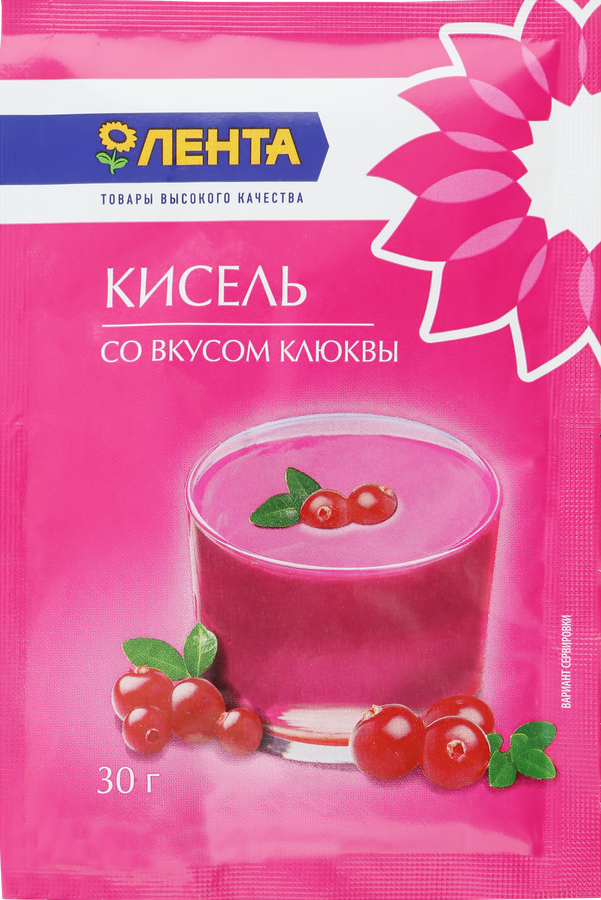 

Кисель Лента со вкусом клюквы 30 г