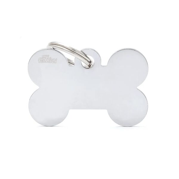 Адресник для собак большой Косточка Basic, хромированный