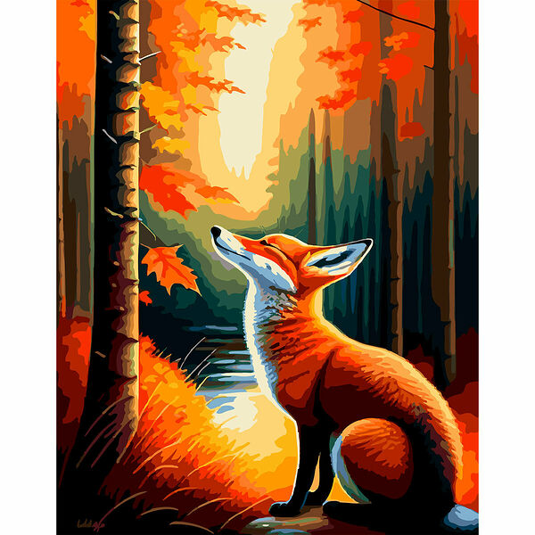 S068 - Набор для рисования по номерам 'Лиса в осеннем лесу', 40*50см, Cristyle